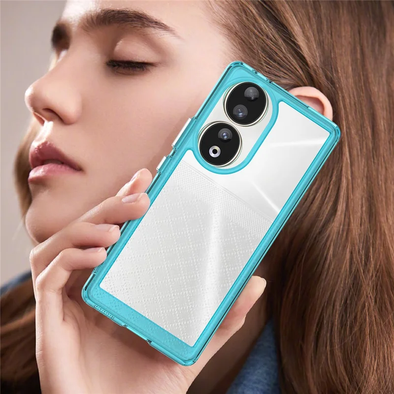 For Honor 90 TPU+Acrylic Phone Case Drop Protection Back Cover - Transparent Blue
