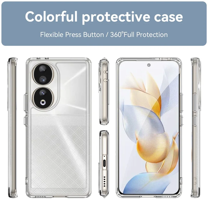 For Honor 90 TPU+Acryl Handyhülle Sturzsicherung Rückabdeckung - Transparent