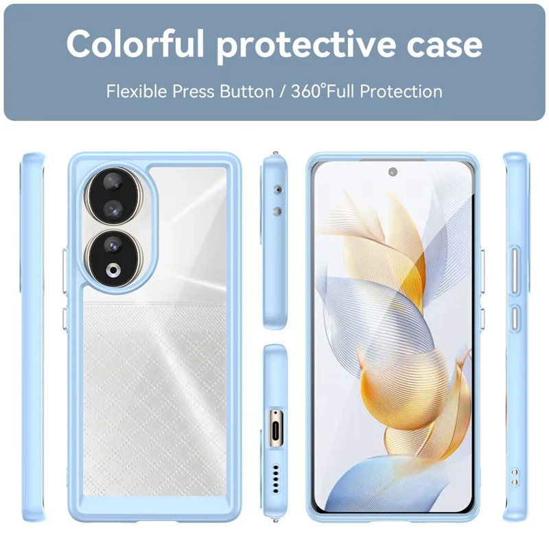 For Honor 90 TPU+Acrylic Phone Case Drop Protection Back Cover - Blue