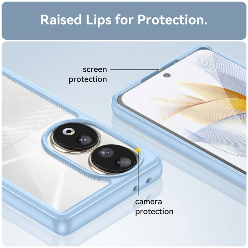 For Honor 90 TPU+Acrylic Phone Case Drop Protection Back Cover - Blue