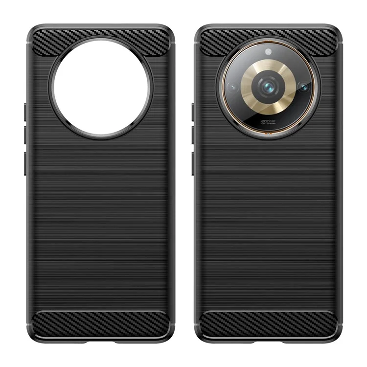 Pour Realme 11 Pro+ 5G / 11 Pro 5G Brushed Soft TPU Phone Case Carbon Fiber Texture Back Cover - Noir