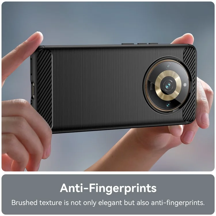 Pour Realme 11 Pro+ 5G / 11 Pro 5G Brushed Soft TPU Phone Case Carbon Fiber Texture Back Cover - Noir