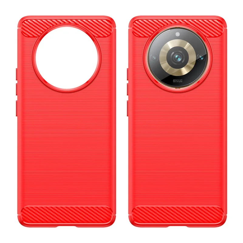 For Realme 11 Pro+ 5G / 11 Pro 5G Brushed Soft TPU Phone Case Carbon Fiber Texture Back Cover - Red