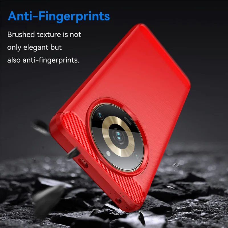 For Realme 11 Pro+ 5G / 11 Pro 5G Brushed Soft TPU Phone Case Carbon Fiber Texture Back Cover - Red