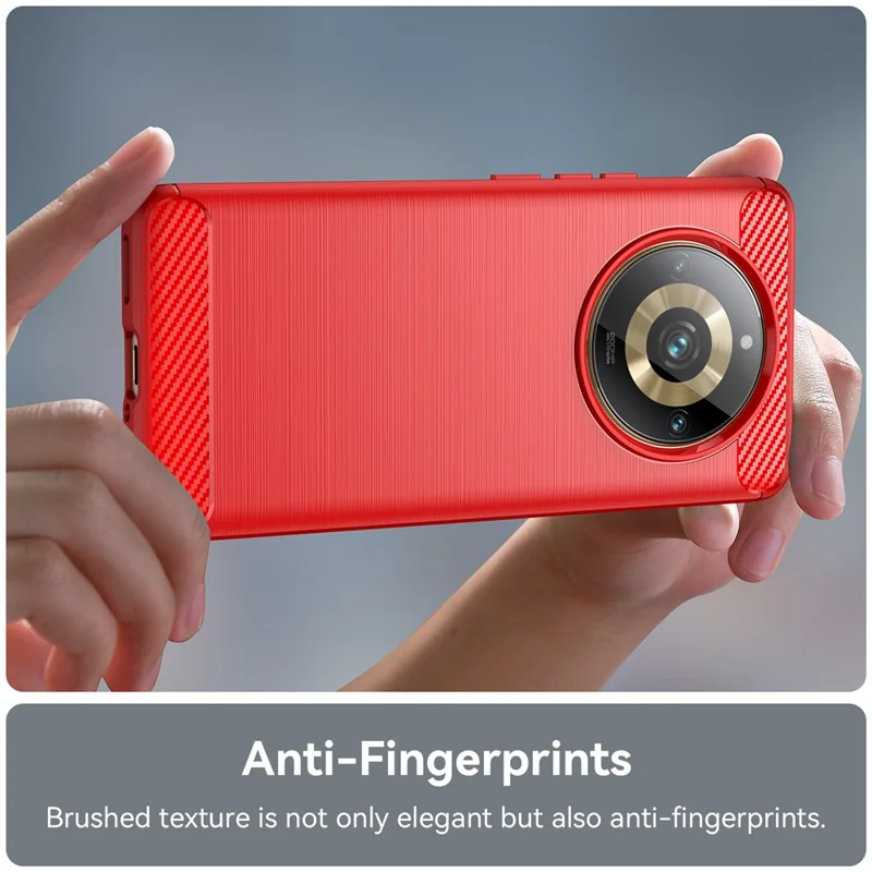 For Realme 11 Pro+ 5G / 11 Pro 5G Brushed Soft TPU Phone Case Carbon Fiber Texture Back Cover - Red