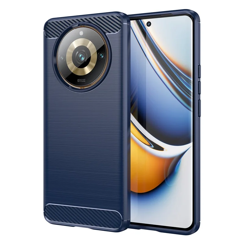 For Realme 11 Pro+ 5G / 11 Pro 5G Brushed Soft TPU Phone Case Carbon Fiber Texture Back Cover - Blue