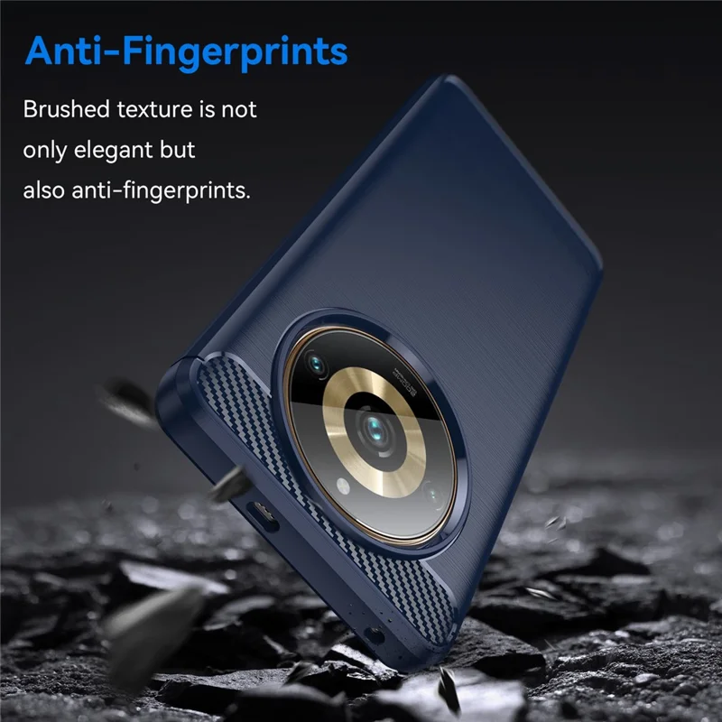 For Realme 11 Pro+ 5G / 11 Pro 5G Brushed Soft TPU Phone Case Carbon Fiber Texture Back Cover - Blue
