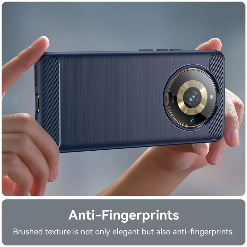 For Realme 11 Pro+ 5G / 11 Pro 5G Brushed Soft TPU Phone Case Carbon Fiber Texture Back Cover - Blue