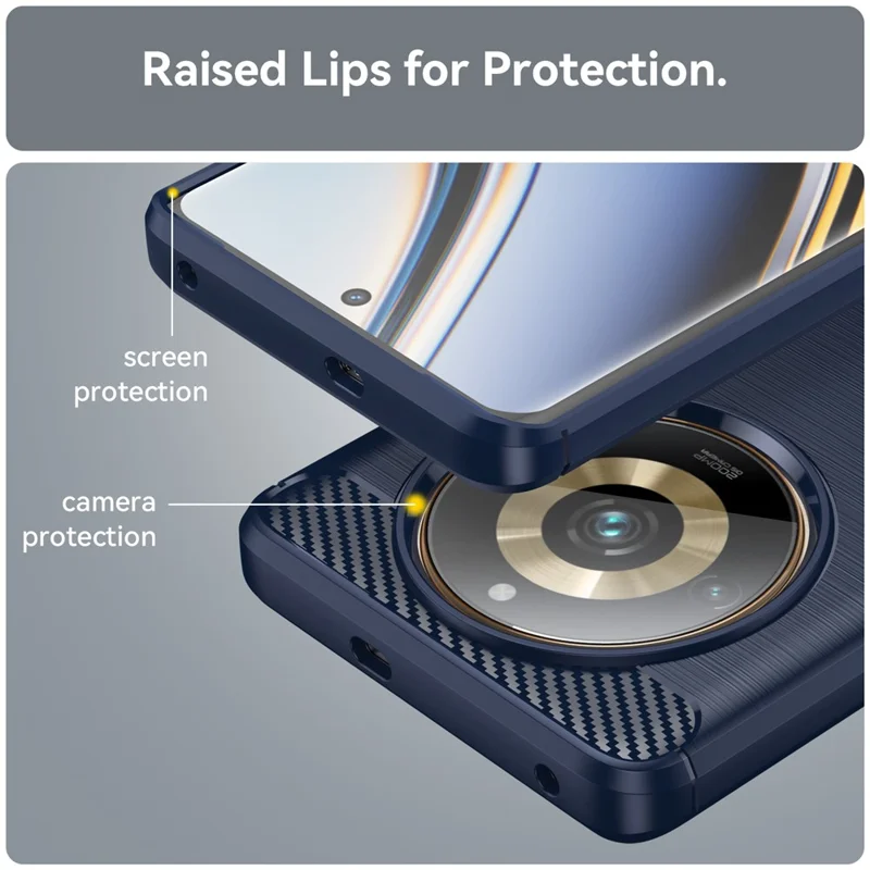 For Realme 11 Pro+ 5G / 11 Pro 5G Brushed Soft TPU Phone Case Carbon Fiber Texture Back Cover - Blue