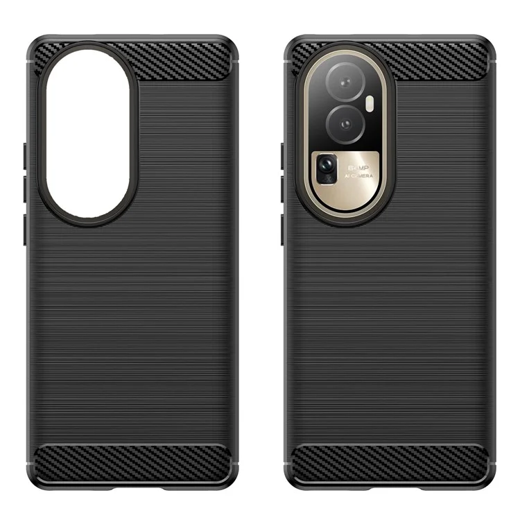 Para Oppo Reno10 Pro 5G (Global) / Reno10 5G (Global) Carcasa de teléfono con acabado de fibra de carbono, resistente a golpes - Negro