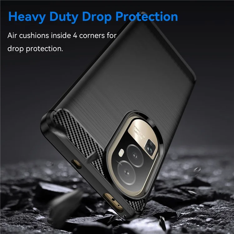 Para Oppo Reno10 Pro 5G (Global) / Reno10 5G (Global) Carcasa de teléfono con acabado de fibra de carbono, resistente a golpes - Negro