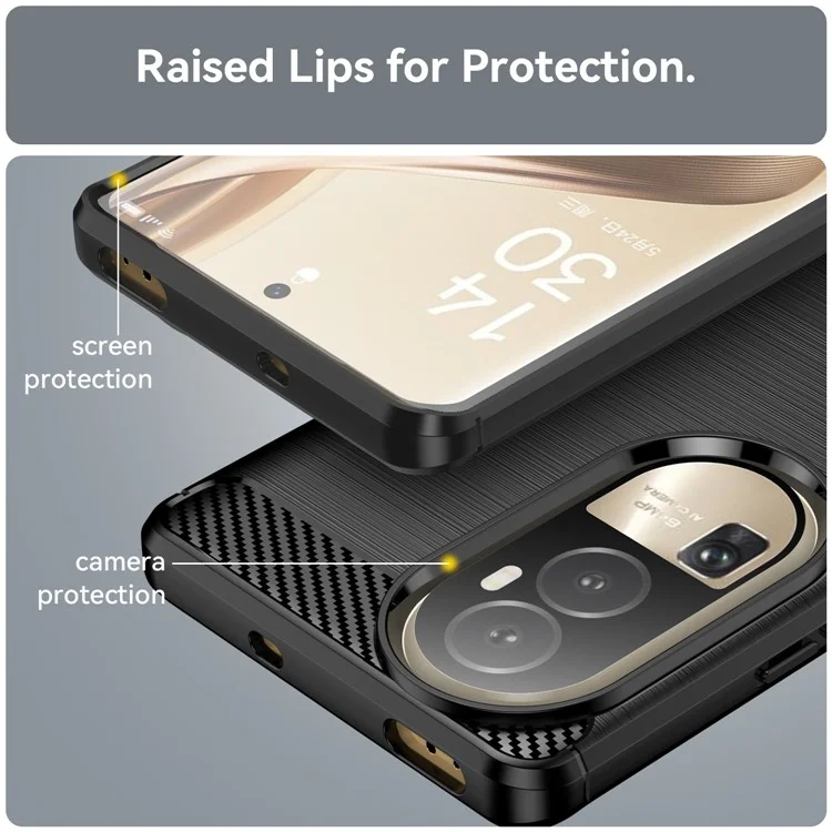 Para Oppo Reno10 Pro 5G (Global) / Reno10 5G (Global) Carcasa de teléfono con acabado de fibra de carbono, resistente a golpes - Negro