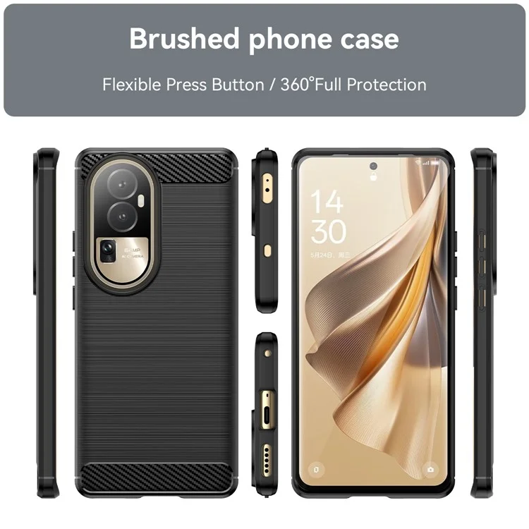 Para Oppo Reno10 Pro 5G (Global) / Reno10 5G (Global) Carcasa de teléfono con acabado de fibra de carbono, resistente a golpes - Negro