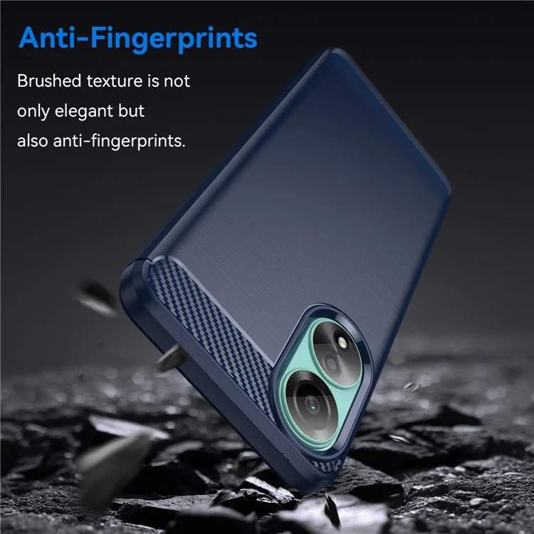 Funda de teléfono TPU protectora para Oppo A78 4G, funda de teléfono con textura de fibra de carbono cepillada - Azul