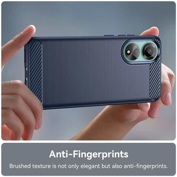 Funda de teléfono TPU protectora para Oppo A78 4G, funda de teléfono con textura de fibra de carbono cepillada - Azul