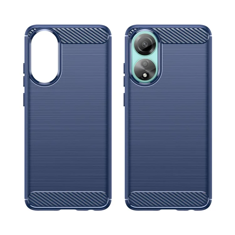 Funda de teléfono TPU protectora para Oppo A78 4G, funda de teléfono con textura de fibra de carbono cepillada - Azul