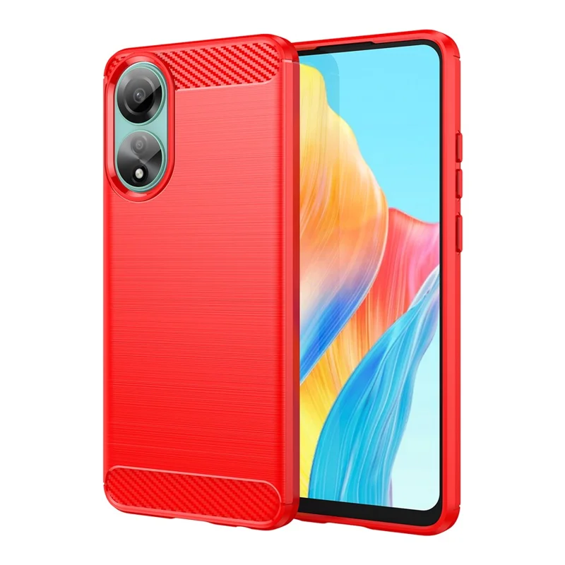 Custodia protettiva in TPU per Oppo A78 4G, cover per telefono con texture in fibra di carbonio spazzolata - Rosso