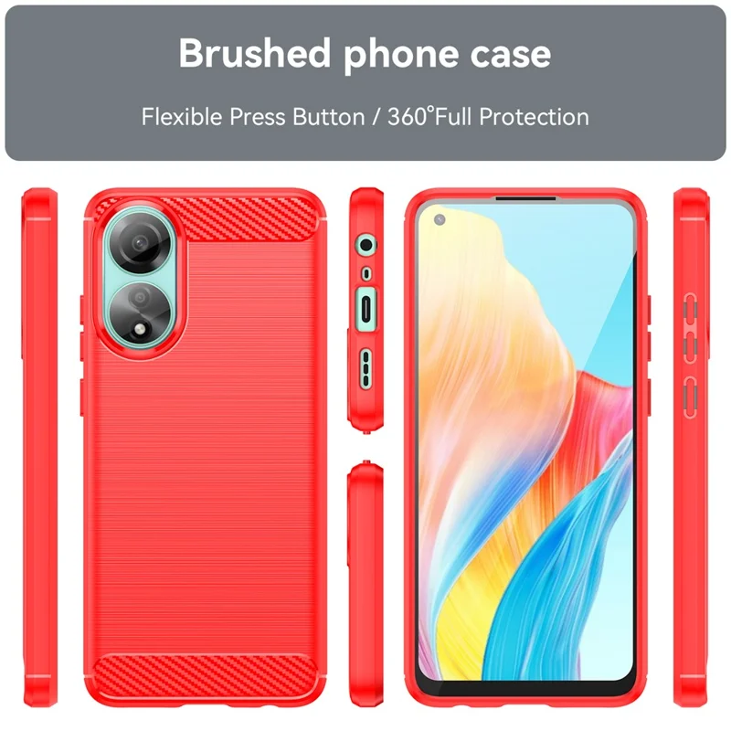 Custodia protettiva in TPU per Oppo A78 4G, cover per telefono con texture in fibra di carbonio spazzolata - Rosso