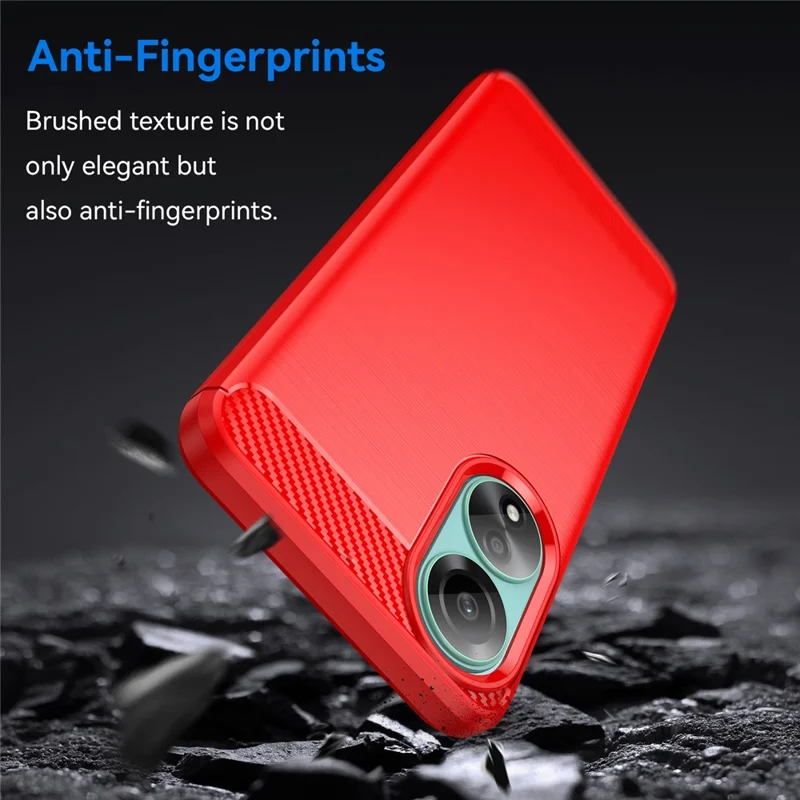 Custodia protettiva in TPU per Oppo A78 4G, cover per telefono con texture in fibra di carbonio spazzolata - Rosso