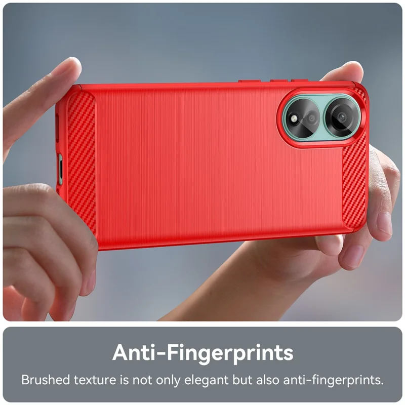 Custodia protettiva in TPU per Oppo A78 4G, cover per telefono con texture in fibra di carbonio spazzolata - Rosso