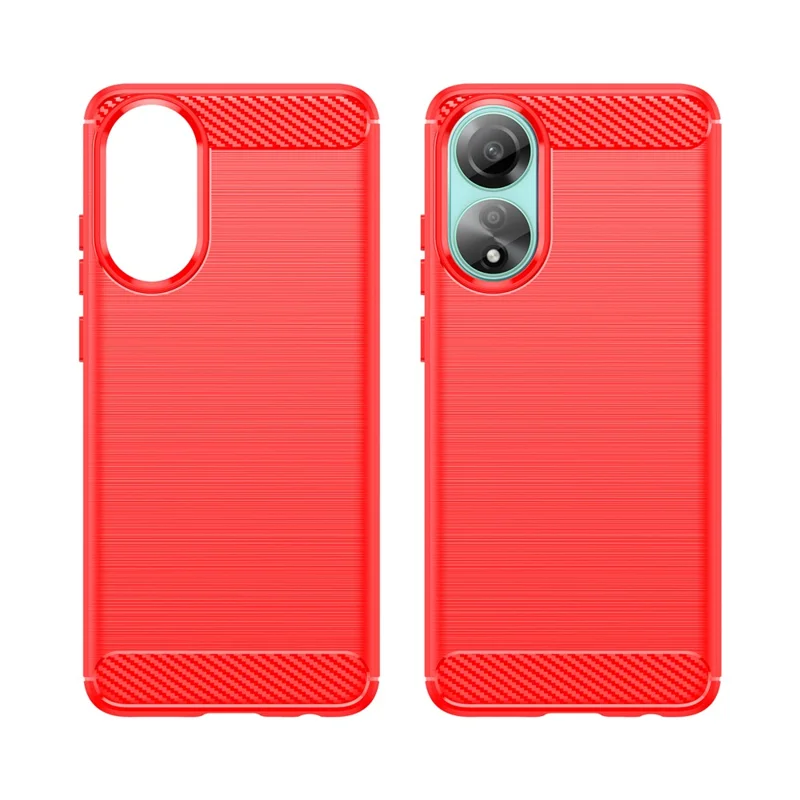 Custodia protettiva in TPU per Oppo A78 4G, cover per telefono con texture in fibra di carbonio spazzolata - Rosso
