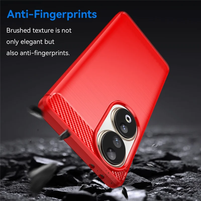 Coque de téléphone en fibre de carbone texturée brossée pour Honor 90, housse de téléphone souple TPU fine - Rouge