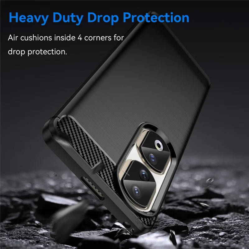 For Honor 90 Pro Carbon Fiber Texture Phone Case Soft TPU Brushed Anti-fall Cover - Schwarz