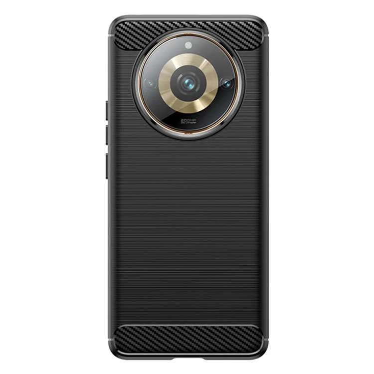 Para Realme Narzo 60 Pro 5G Brushed TPU Phone Case Carbon Fiber Texture Anti-scratch Back Cover - Black