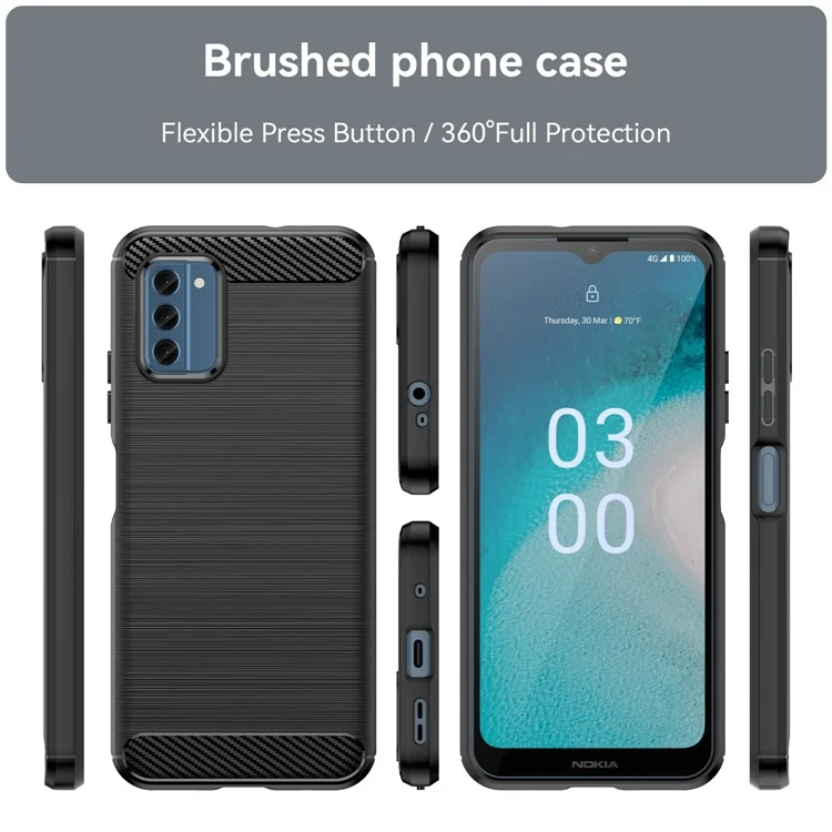 Carbon Fiber Texture Soft TPU Case for Nokia C300 , Anti-scratch Brushed Phone Cover - Black