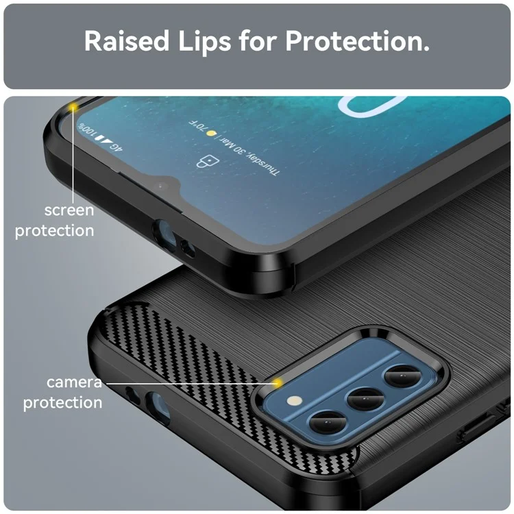 Carbon Fiber Texture Soft TPU Case for Nokia C300 , Anti-scratch Brushed Phone Cover - Black