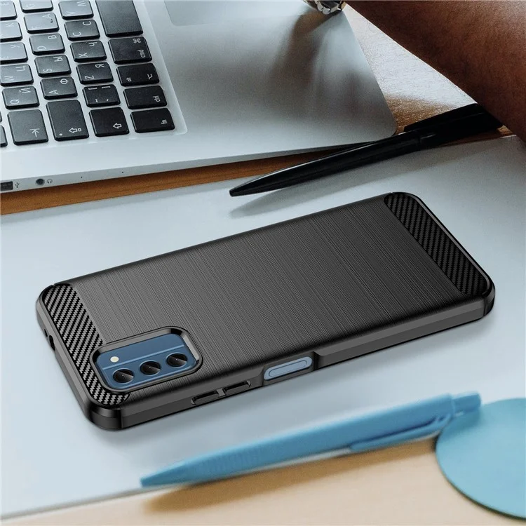 Carbon Fiber Texture Soft TPU Case for Nokia C300 , Anti-scratch Brushed Phone Cover - Black