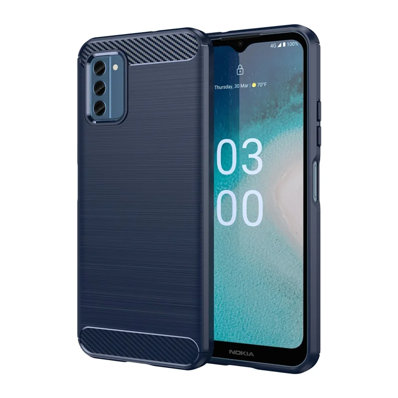 Carbon Fiber Texture Soft TPU Case for Nokia C300 , Anti-scratch Brushed Phone Cover - Blue