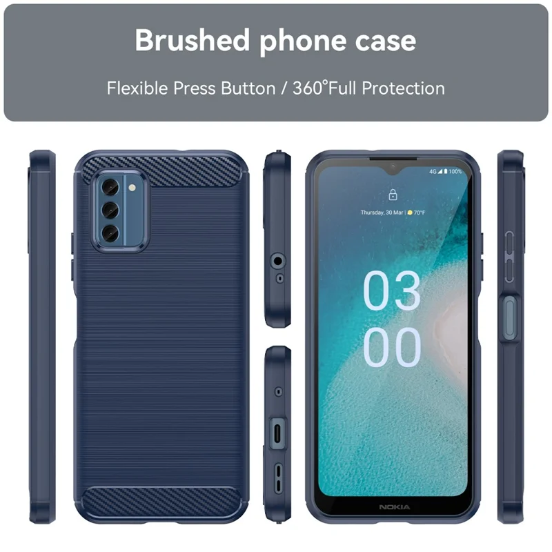 Carbon Fiber Texture Soft TPU Case for Nokia C300 , Anti-scratch Brushed Phone Cover - Blue