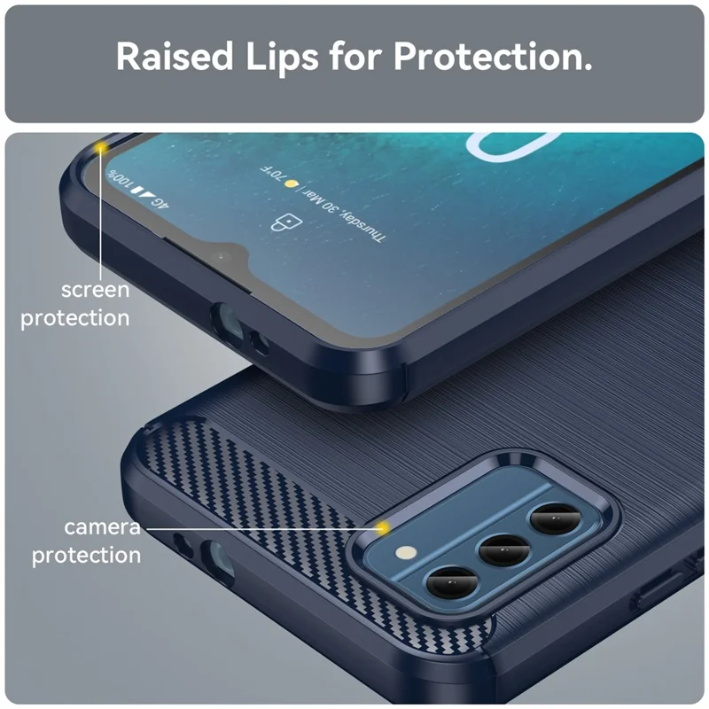 Carbon Fiber Texture Soft TPU Case for Nokia C300 , Anti-scratch Brushed Phone Cover - Blue