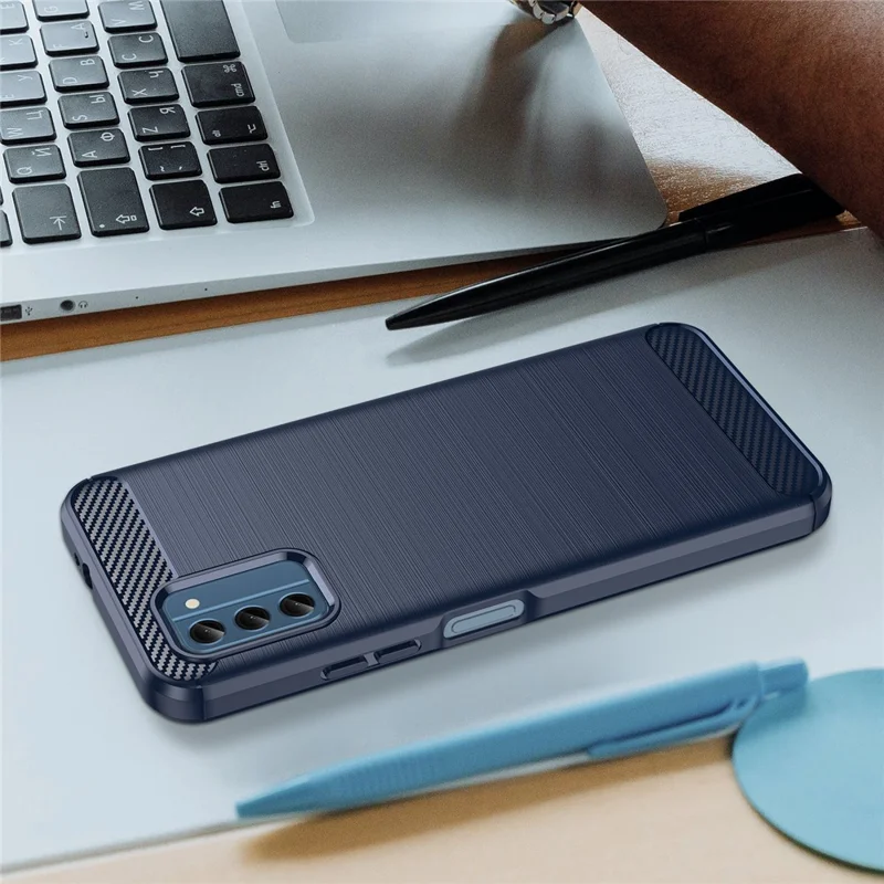 Carbon Fiber Texture Soft TPU Case for Nokia C300 , Anti-scratch Brushed Phone Cover - Blue