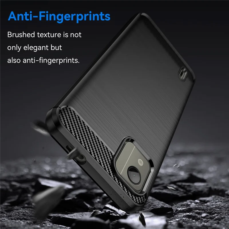 Carbon Fiber Texture Phone Case for Nokia C110 , Brushed TPU Protective Phone Cover - Black