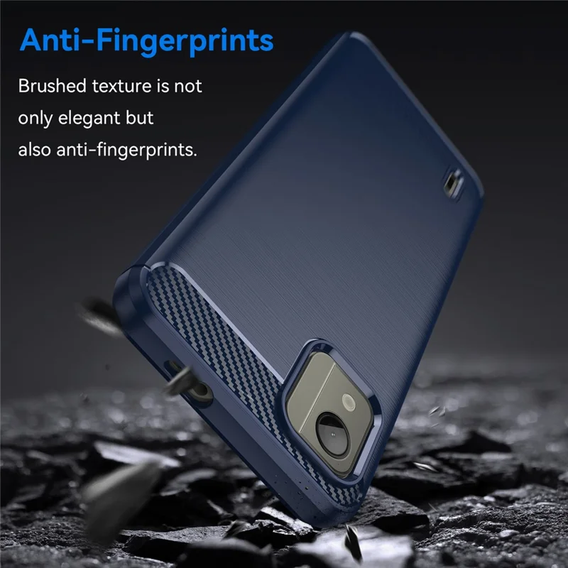 Carbon Fiber Texture Phone Case for Nokia C110 , Brushed TPU Protective Phone Cover - Blue