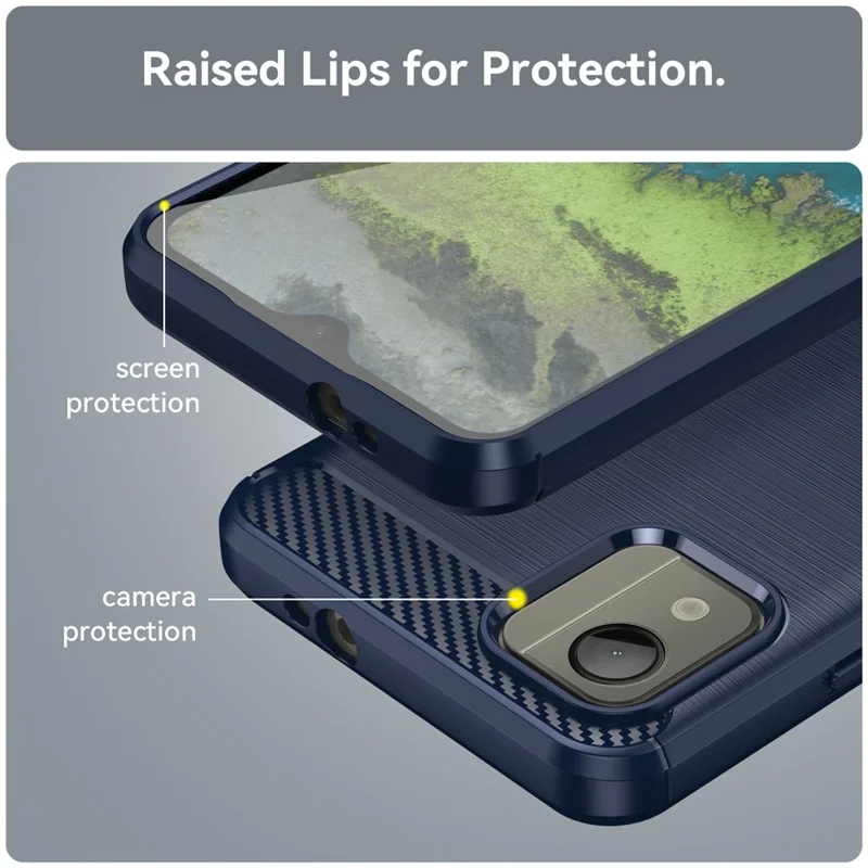 Carbon Fiber Texture Phone Case for Nokia C110 , Brushed TPU Protective Phone Cover - Blue