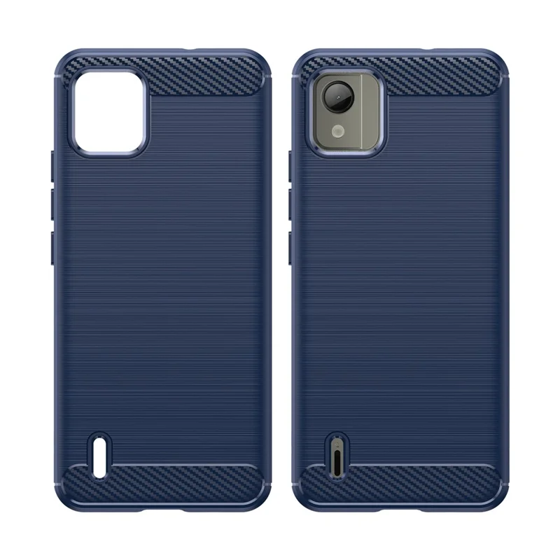 Carbon Fiber Texture Phone Case for Nokia C110 , Brushed TPU Protective Phone Cover - Blue
