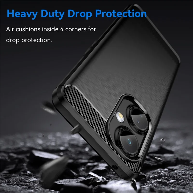 For OnePlus Nord N30 5G / Nord CE 3 Lite 5G TPU Phone Case Brushed Carbon Fiber Texture Cover - Black