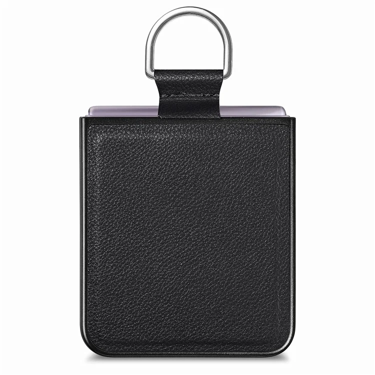 Suporte de Anel para Telefone Celular para Motorola Razr 40 5G, Capa de Couro Texturizado com Revestimento de PC - Preto