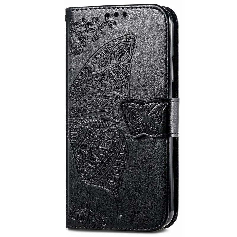For Samsung Galaxy S23 FE PU Leather Phone Case Butterfly Imprinted Wallet Stand Phone Cover - Black