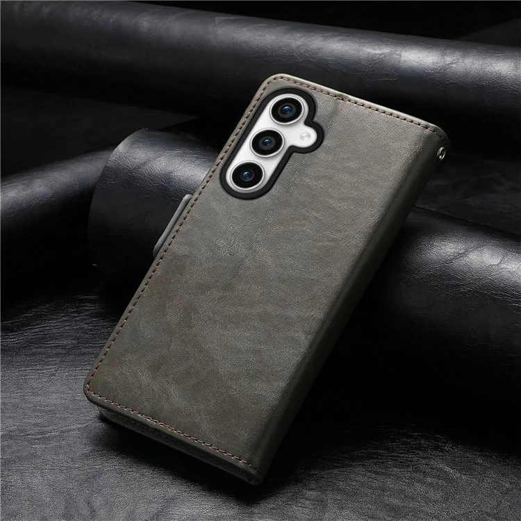 CASENEO 002 Series Para Capa de Telefone Samsung Galaxy S23 FE RFID Blocking Splicing PU Leather Stand Wallet Case - Cinza