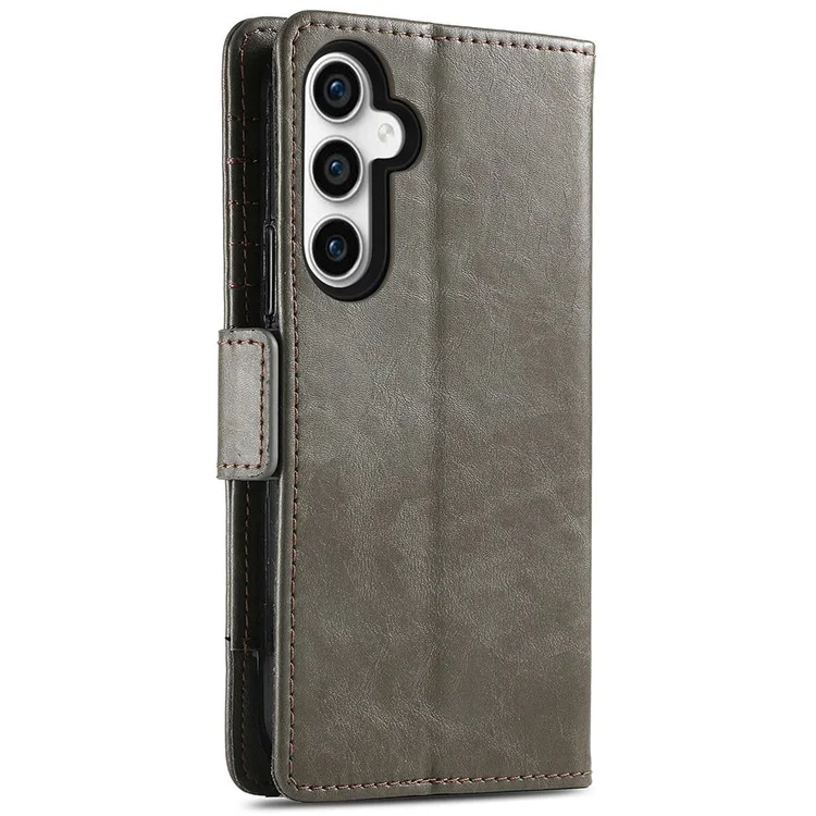 CASENEO 002 Series Para Capa de Telefone Samsung Galaxy S23 FE RFID Blocking Splicing PU Leather Stand Wallet Case - Cinza