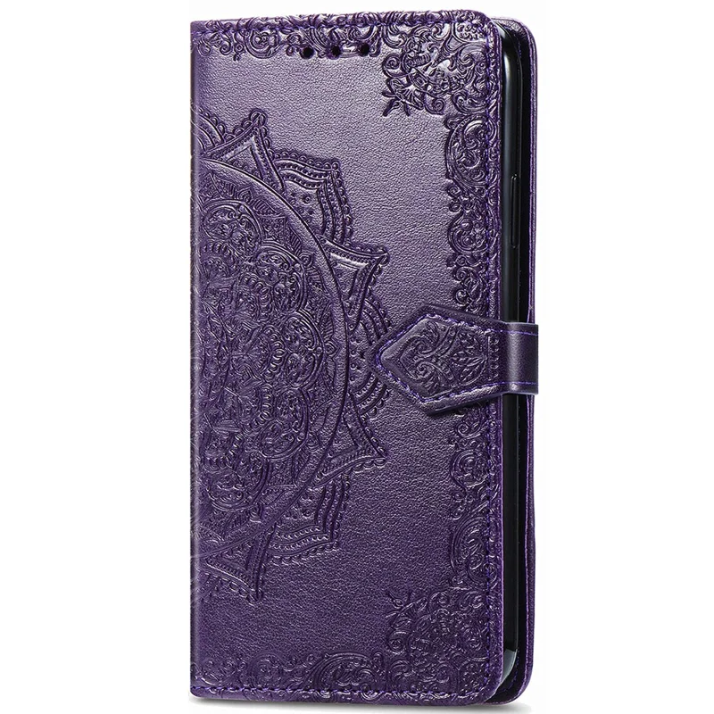 For Samsung Galaxy S23 FE PU Leather Phone Case Embossed Mandala Pattern Stand Wallet Phone Cover - Purple