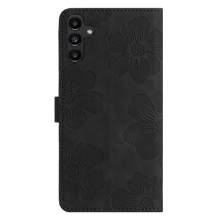 Pour Samsung Galaxy A25 5G (Global) (161,0 x 76,5 x 8,3 mm) Fleurs imprimées Flip Stand Case Portefeuille en cuir PU Housse de téléphone - Noir
