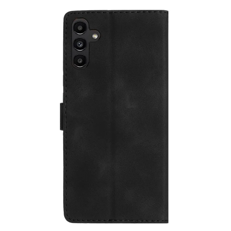 For Samsung Galaxy S23 FE Cell Phone Case Imprinted Flower Magnetic Wallet Stand Leather Mobile Phone Cover - Black