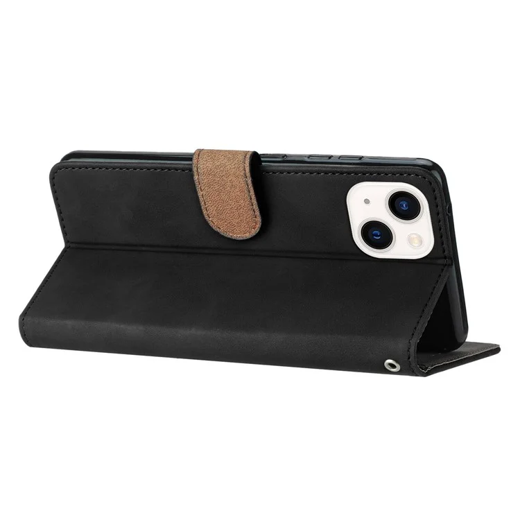 For iPhone 15 Plus Imprinted Butterfly Phone Case Leather Wallet Flip Phone Cover Stand Shell - Black