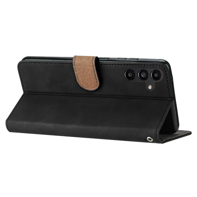 TPU+PU Leather Phone Cover для Samsung Galaxy A25 5G (Global) (161.0 x 76.5 x 8.3 мм), Imprinted Butterfly Wallet Flip Stand Phone Shell - Black