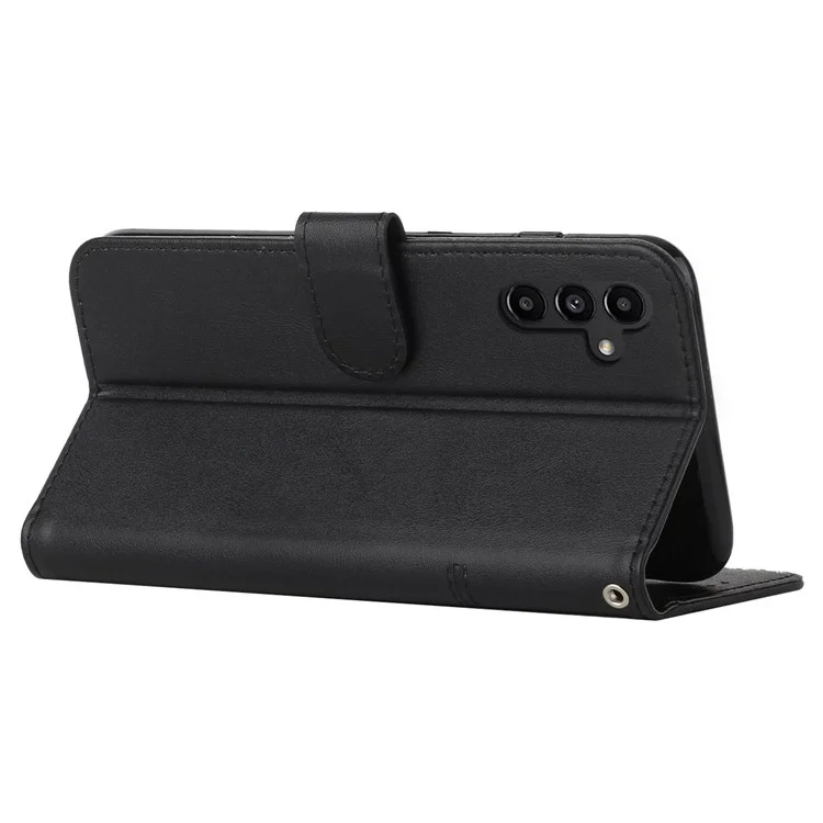 Wallet Phone Case for Samsung Galaxy A24 4G (162.1 x 77.6 x 8.3mm) PU Leather Calf Texture Stand Cover - Black